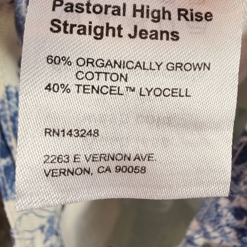 Reformation Pastoral High Rise Straight Jeans in Blue White Size‎ 25 - Picture 8 of 10